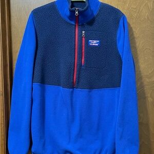 L.L. Bean Half-Zip Color Block Fleece with Zippered Chest Pocket